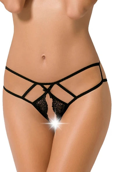 Siyah Fantezi Kadın Külot – Arkası Açık, İpli ve Kurdele Detaylı
