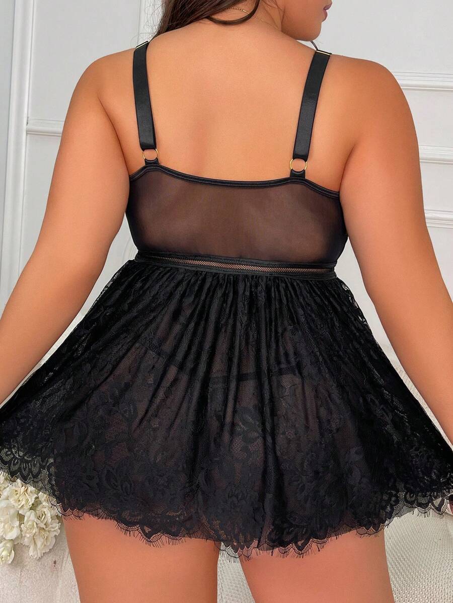 Siyah Büyük Beden Mini Gecelik