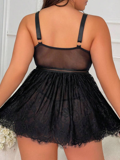 Siyah Büyük Beden Mini Gecelik