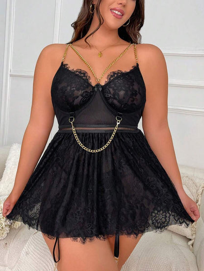 Siyah Büyük Beden Mini Gecelik