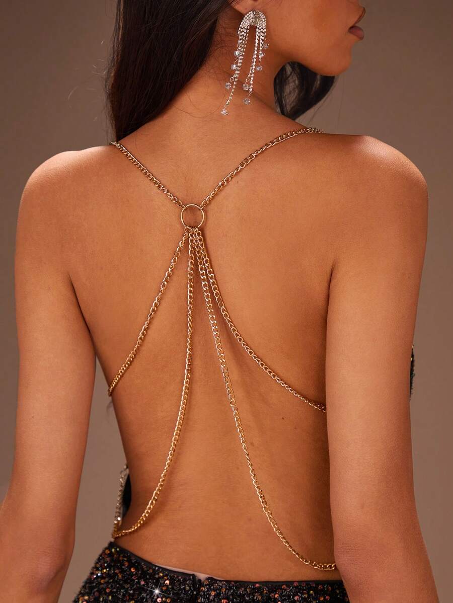 Sırt Zincir Dekolteli Seksi Mini Kadın Elbise